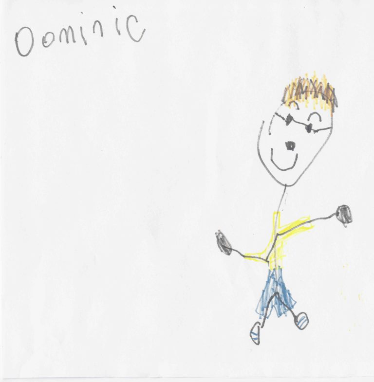 Crayon drawing of a young person with FASD